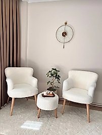 Tarz Puflu Çay Seti – Ahşap Ayaklı ve Rahat Oturumlu