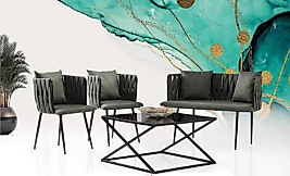 Sarmaşık Çay Seti Koltuk Takımı – 3 Parça (2 Tekli + 1 Çiftli)