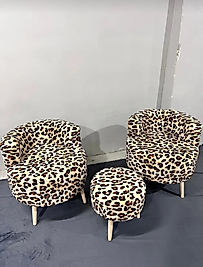 Puflu Çay Takımı – Ahşap Detaylı, Konforlu ve Zarif