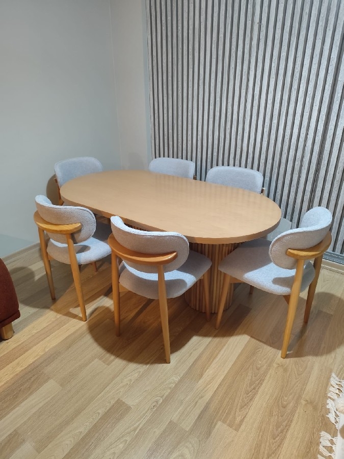 6 Kişilik Polo Sandalye + PTT Masa Takımı | Gürgen Ayaklı Sağlam Yemek Seti