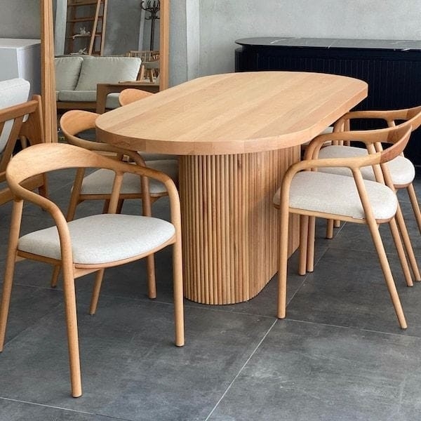 Yılan Sandalye + PTT Masa Takımı | Gürgen Ayaklı Şık Yemek Seti